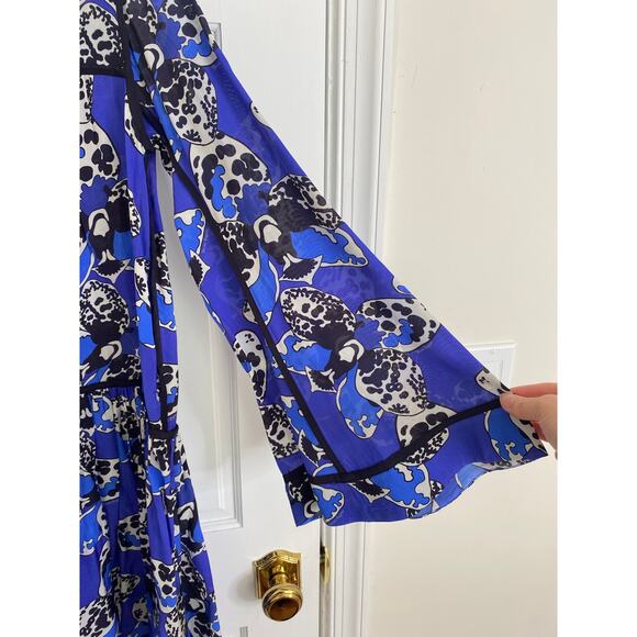 Dhruv Kapoor Long Sleeve Blue Print Babydoll Swing Mini Dress Anthropologie NWT - Picture 10 of 10